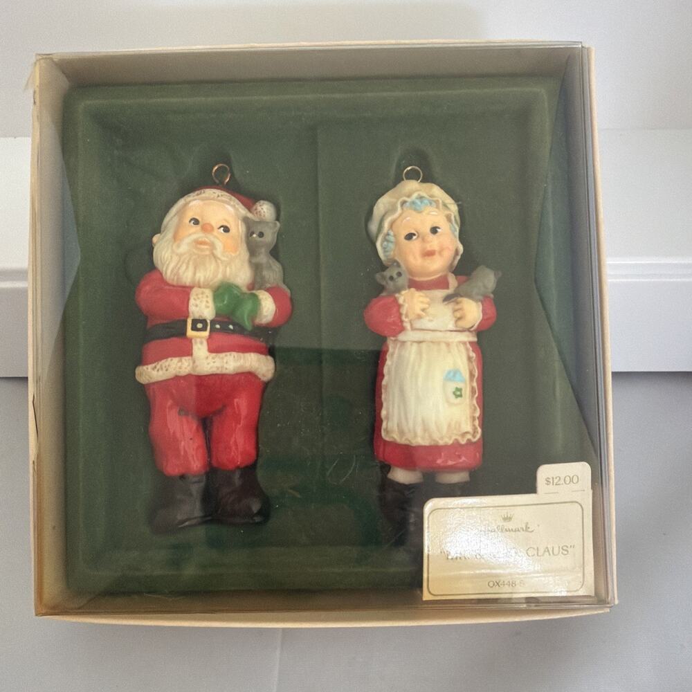 Vintage Hallmark 1981 “Mr. & Mrs. Clause” Ornament QX448-5 Box NOS Hand Painted